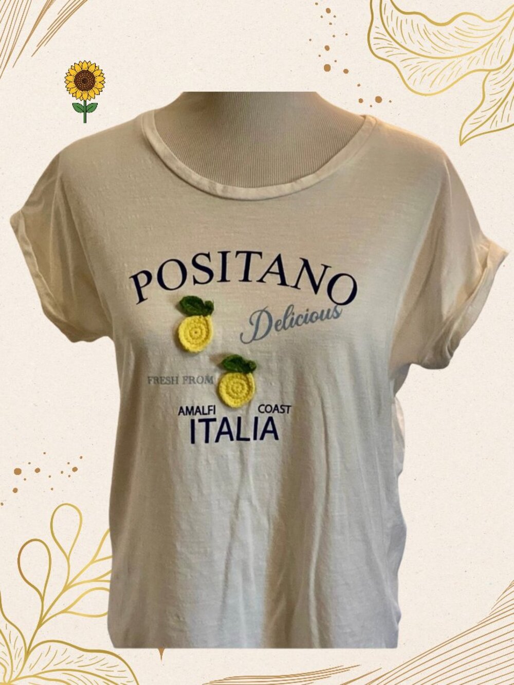 Kiwi Fresh Large Positano Italia White Graphic Lemon Tee